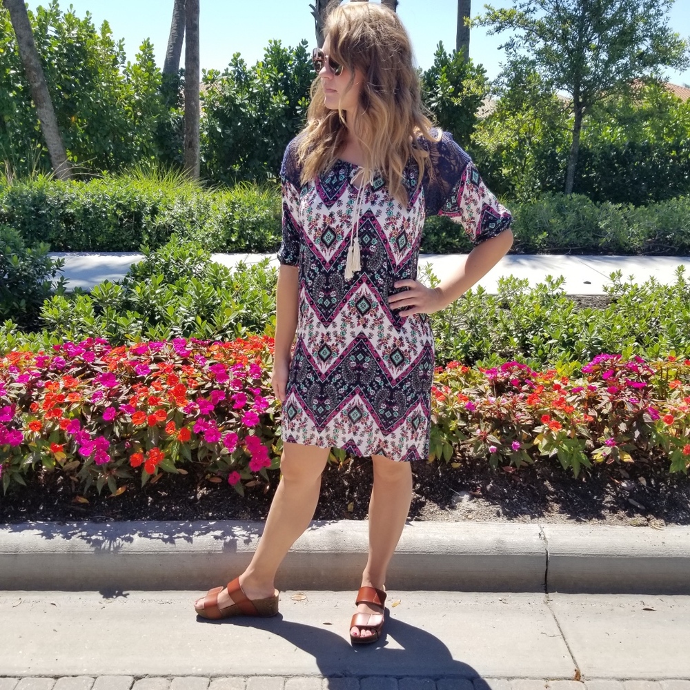 Paisley Chevron Boho Dress - Picture 2 of 8